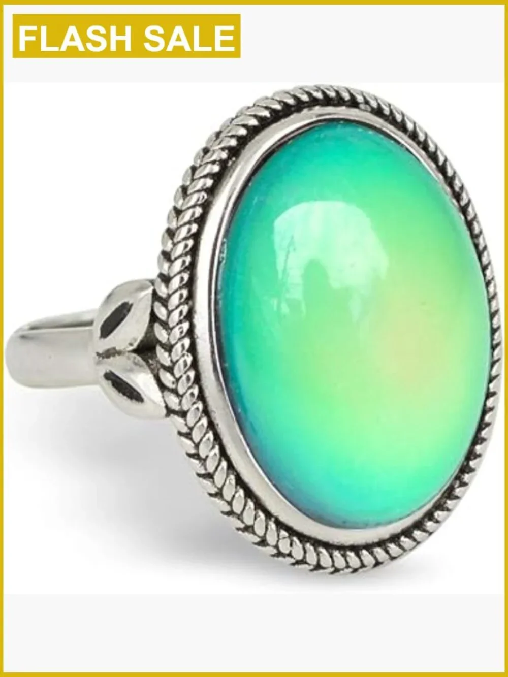 Vintage Adjustable Mood Ring Oval Stone Prong Setting Brass